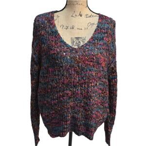 Chelsea & Theodore Multicolor Knit Women's V-Neck Sweater Size Large New